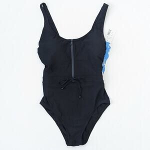 Skinny Dippers Jippa Zip Lock One-Piece Swimsuit, Black, Women's Small